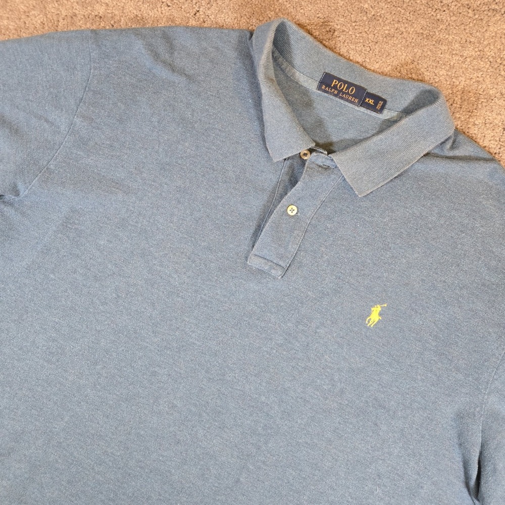 Polo Ralph Lauren Vintage Mens 2XL Slate Blue Polo Pony Logo